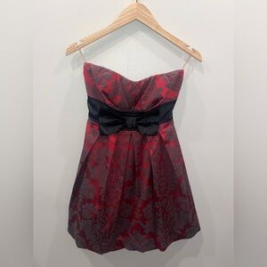 Speechless Strapless Red Floral Bow Mini Dress Fit & Flare Size 5